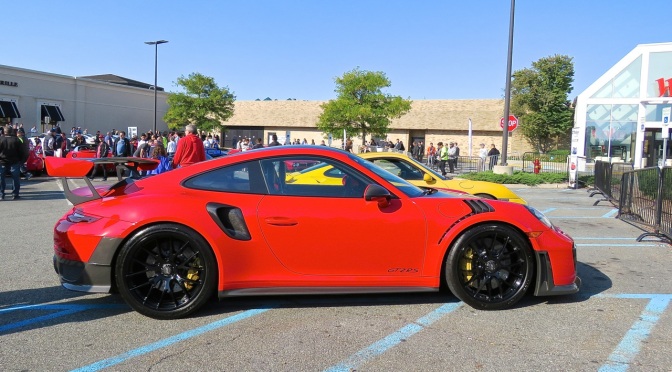The red Porsche 991 GT2 RS at Cars and Caffe